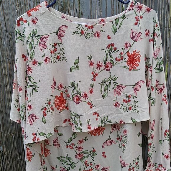 Ces Femme Blouse Cream Floral - No Size Tag - See Measurements - Picture 2 of 14
